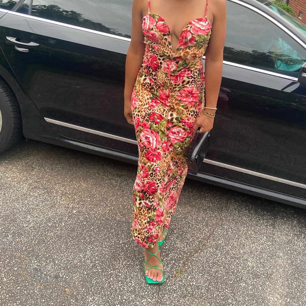 JLuxLabel Floral and Animal Print Fitted Dress